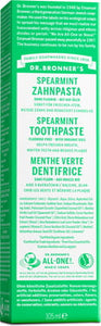 Dr Bronner's Toothpaste organic vegan Spearmint  Peppermint  No fluoride