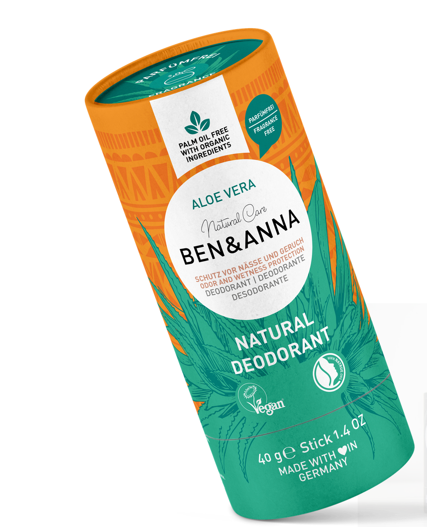 Ben&Anna Natural Soda Deodorant (Paper Tube) 40g - Aloe Vera Fragrance Free