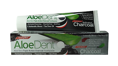 AloeDent Activated Charcoal Toothpaste 100ml fluoride free