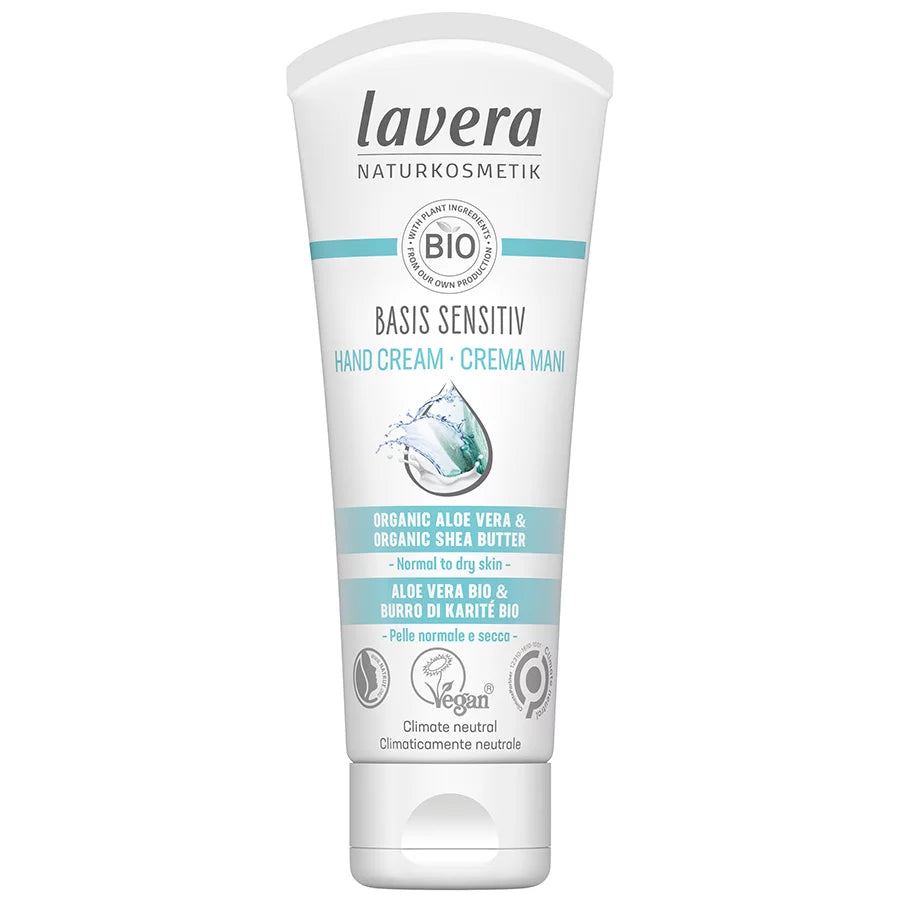 Lavera Basis Sensitive Hand Cream - Organic Aloe Vera & Shea Butter - 75ml vegan