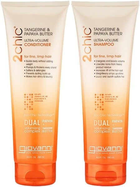 Giovanni 2Chic Tangerine & Papaya Butter shampoo &conditioner set boosts volume
