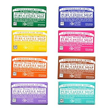 Dr. Bronner's Magic Soaps  4 Bars Pure-castile Soap Variety Pack Sampler