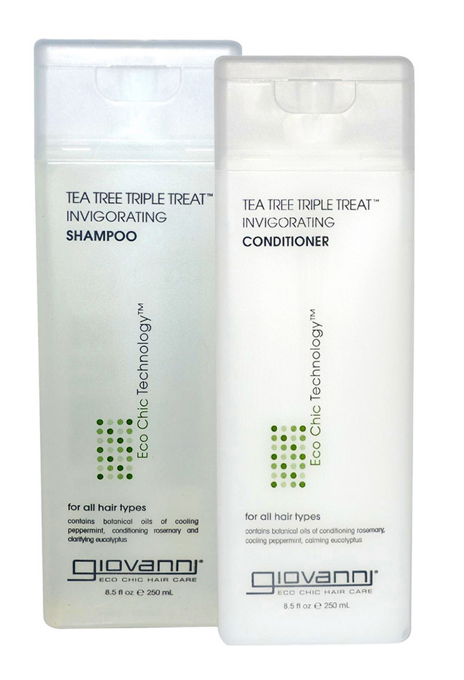 Giovanni, Triple Treat Tea Tree Conditioner Shampoo Set Alleviates dry, flaking
